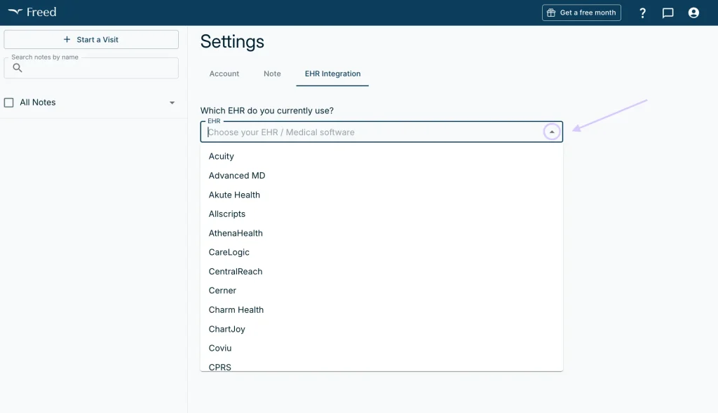 Freed AI EHR Integration