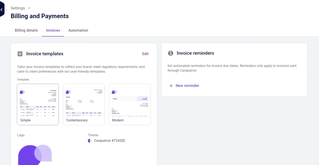Carepatron Billings and Payments-Invoice Templates