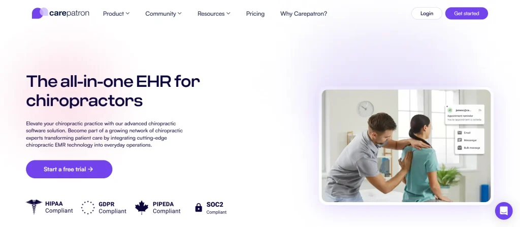 Carepatron EHR for chiropractors