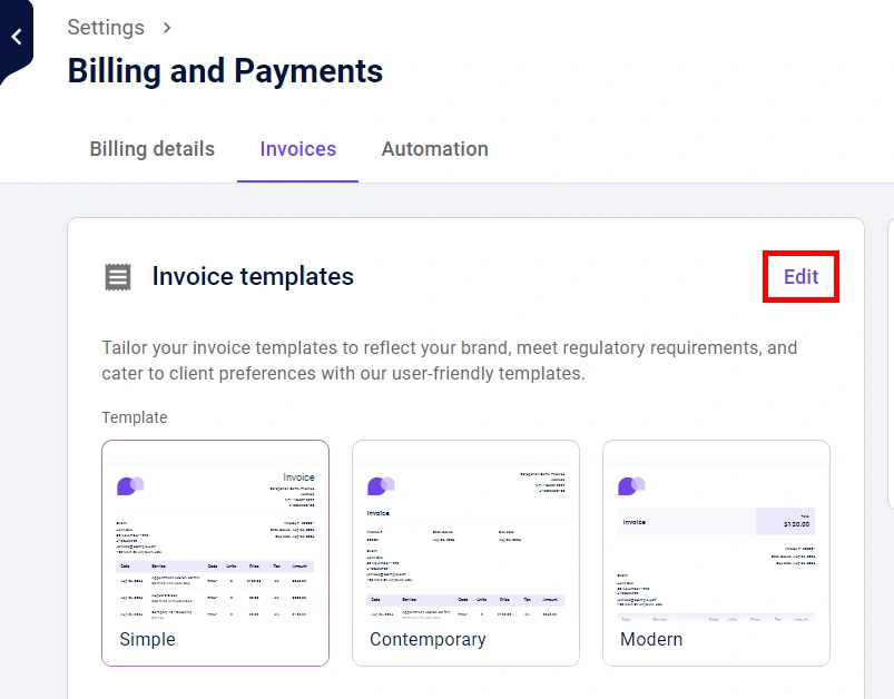 Editing Carepatron Invoice Template